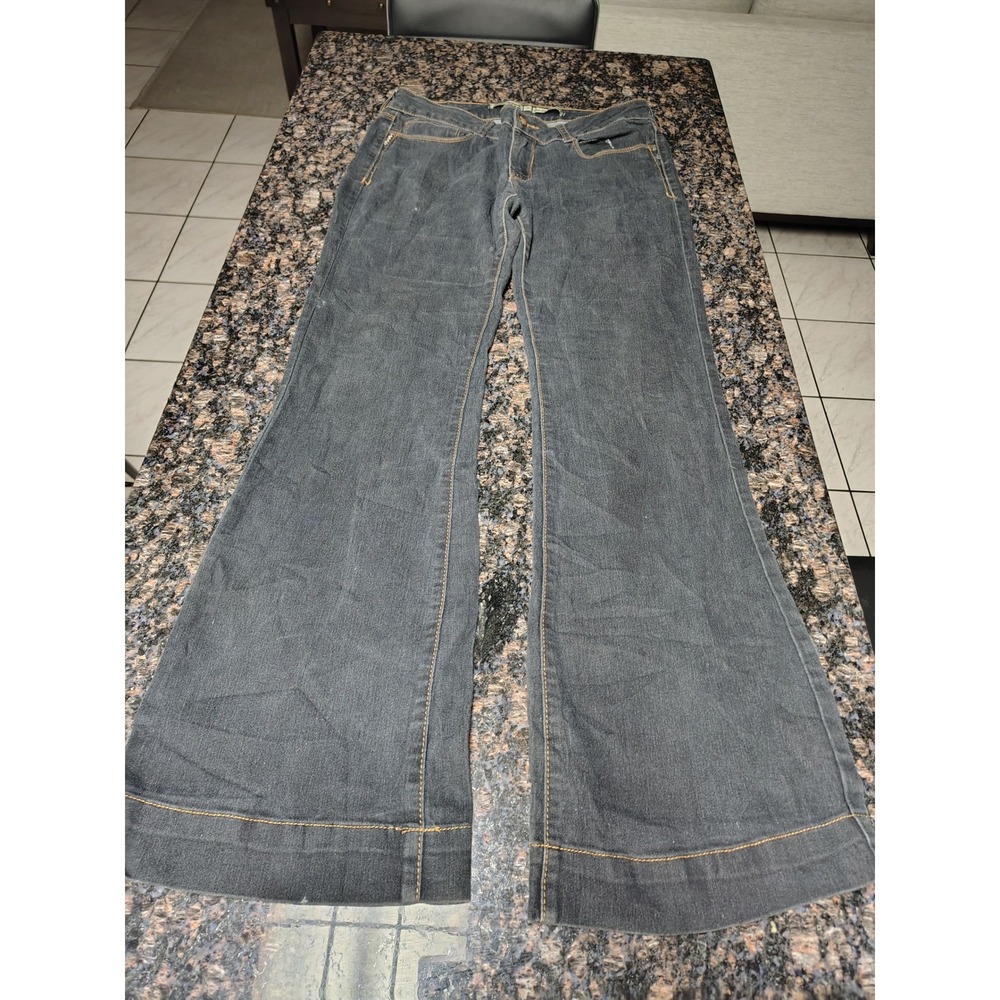 Dollhouse Womens Dark Wash Flare Leg Denim Jeans Size 11 Wide Leg Vintage Style